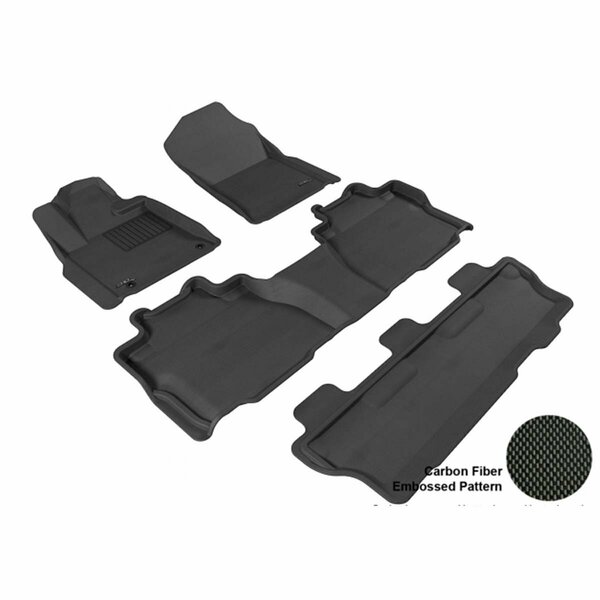 3D Maxpider TOYOTA SEQUOIA 2008-2011 KAGU BLACK R1 R2 R3 BENCH SEATING Floor Mat L1TY14601509